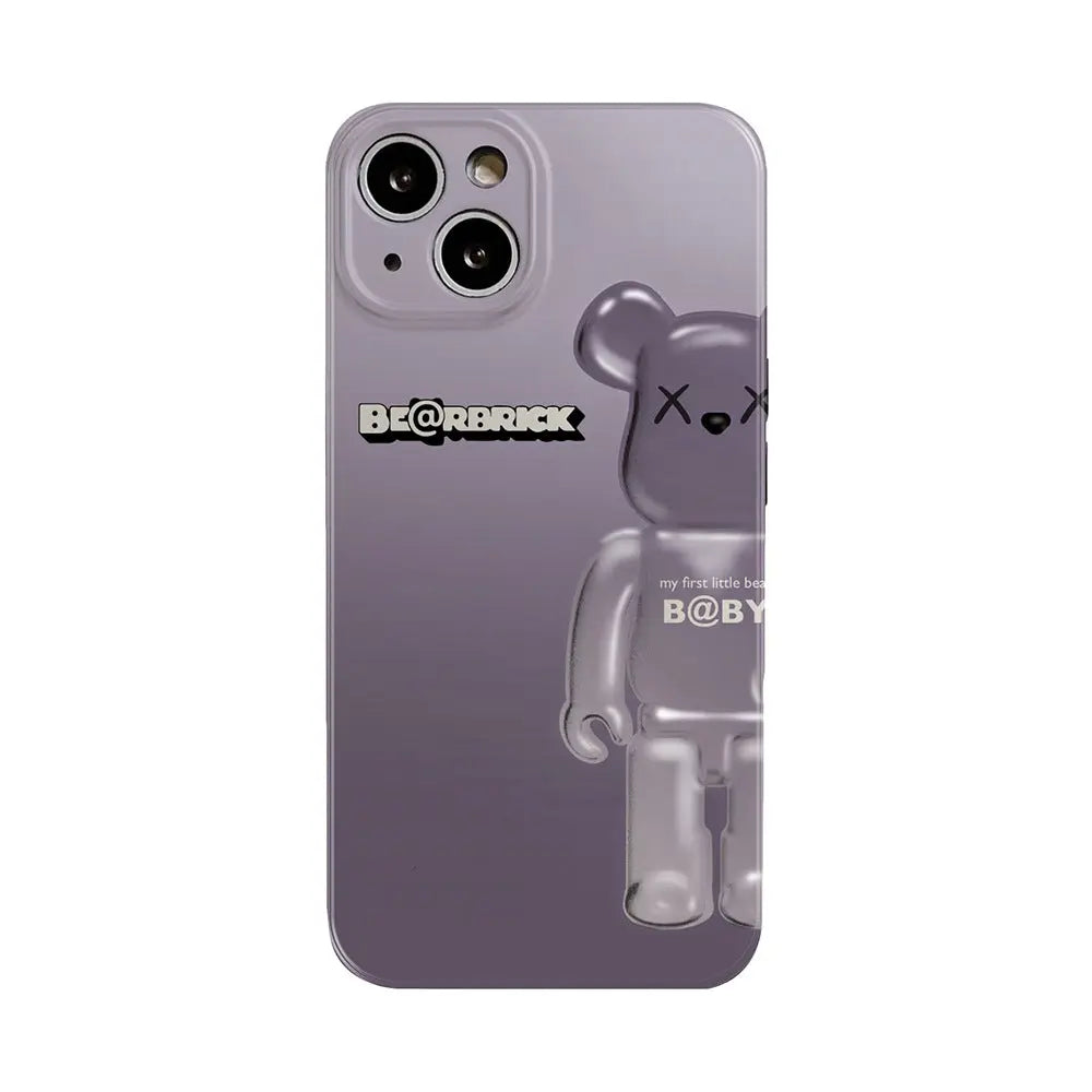 Smudged pink yellow blue bear suitable for Apple iPhone13pro max anti-fall 11/12 mobile phone shell xsmax/xr tide